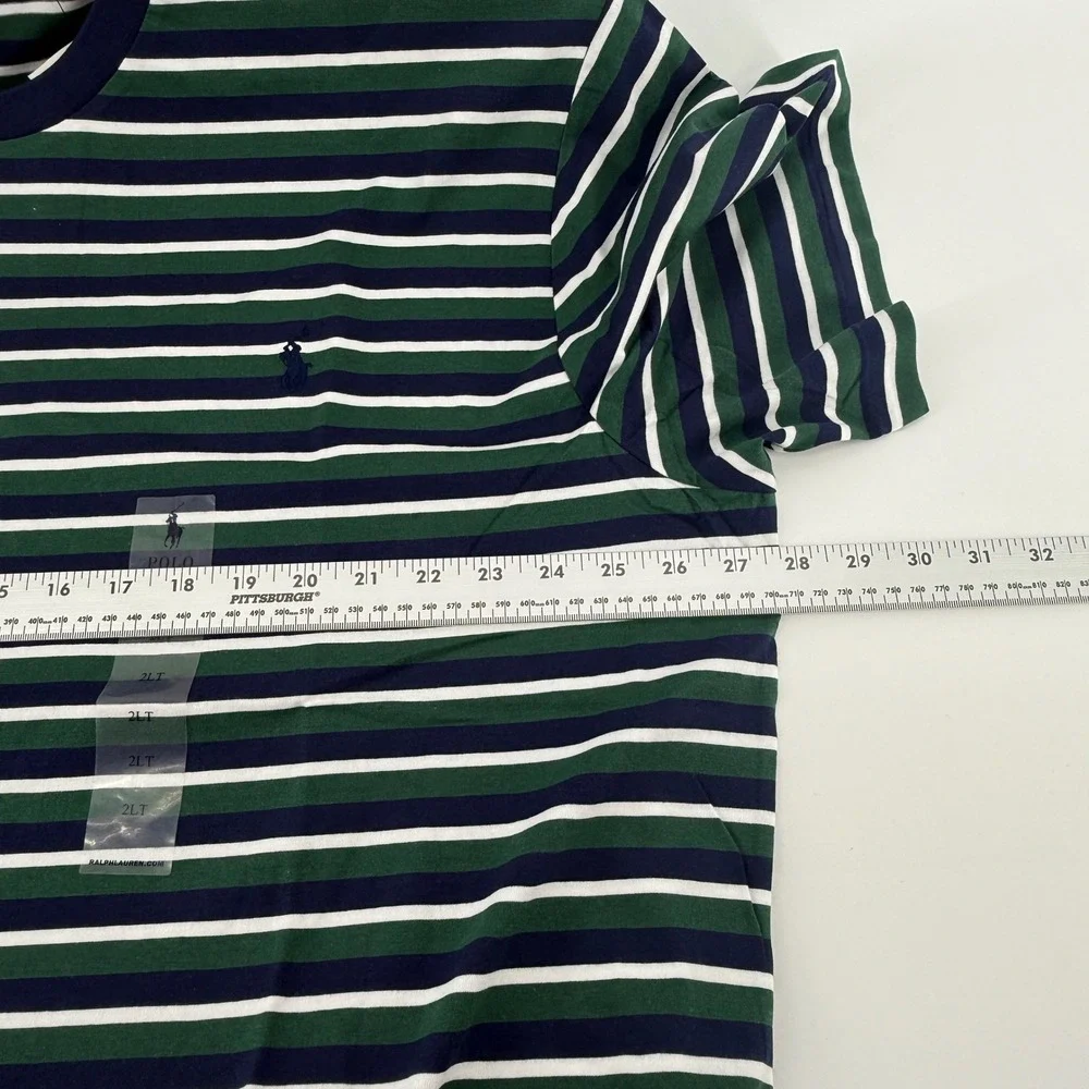 Polo‎ Ralph Lauren Mens Striped T-Shirt 2XLT Tall Pine Green Navy Blue NWT